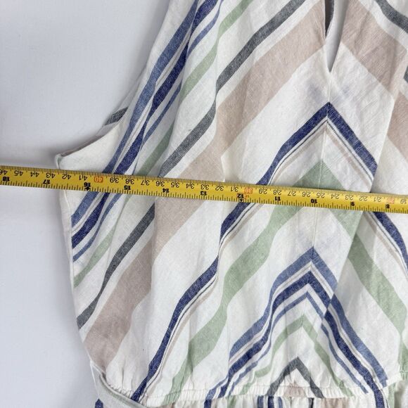 Miami Women's Striped Linen Blend Lined Keyhole Halter Dress Multicolor Size M - Picture 16 of 16